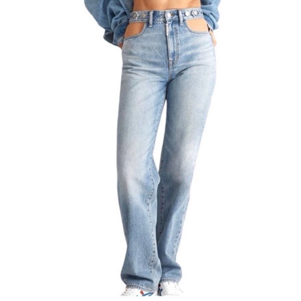 Madewell x Molly Dickson Wide Leg Cut Out Waist Baggy Jeans Logo 25 Denim